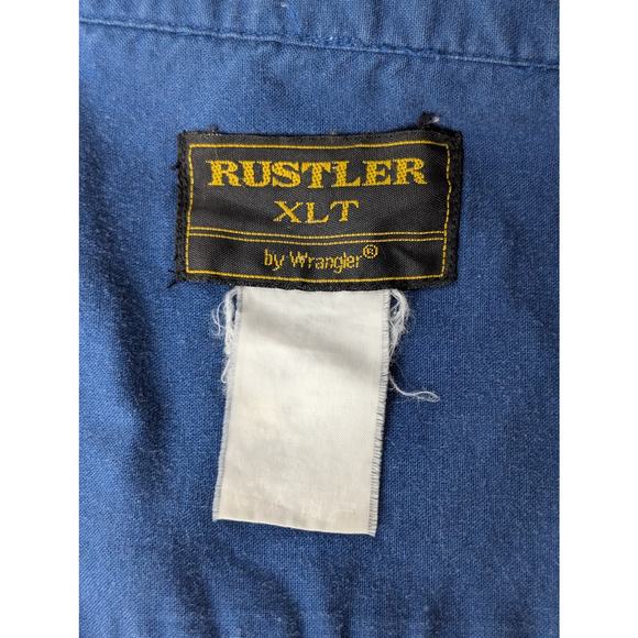 Vintage Rustler by Wrangler Mens Shirt Blue Aztec XLT - Picture 5 of 5